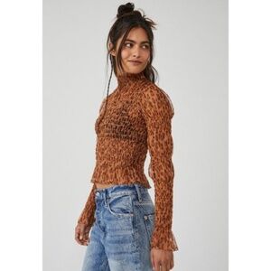 Free People Leopard Print Top in Brown